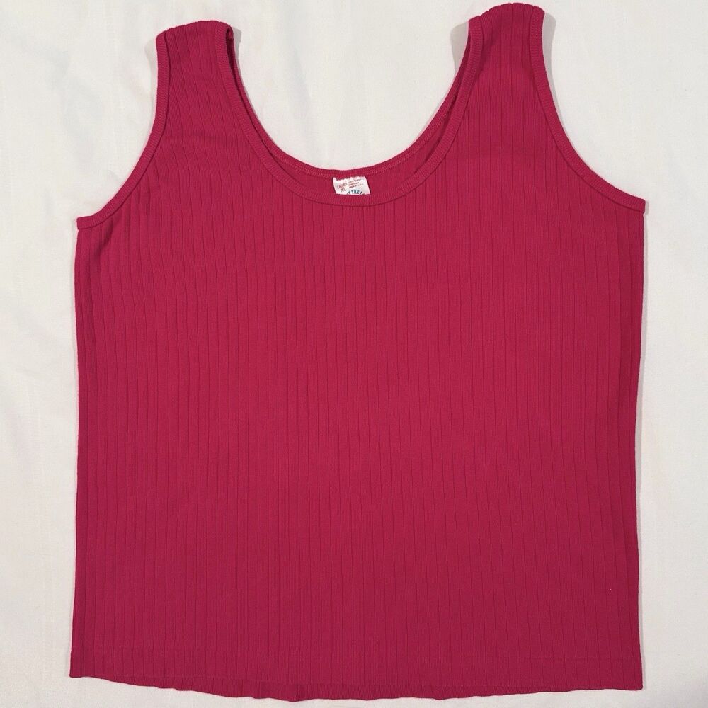 Vintage Y2K Fruit Of The Loom XL Pink Tank Top Classic 90s Pre Shrunk USA MADE
